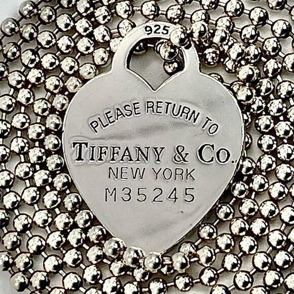 Tiffany & Co. Beaded 34” Chain Return to Tiffany Heart Tag Necklace in Silver - Picture 11 of 15